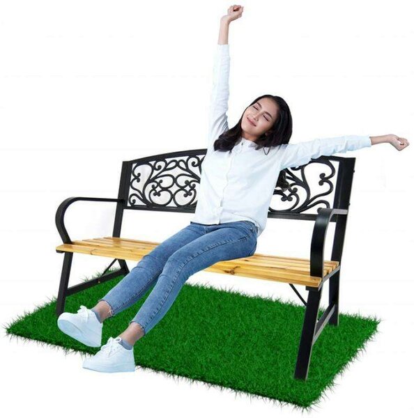 GardenLine dekoratív Kerti pad 120x56x87cm - barna-fekete