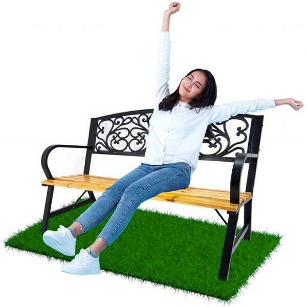 GardenLine dekoratív Kerti pad 120x56x87cm - barna-fekete