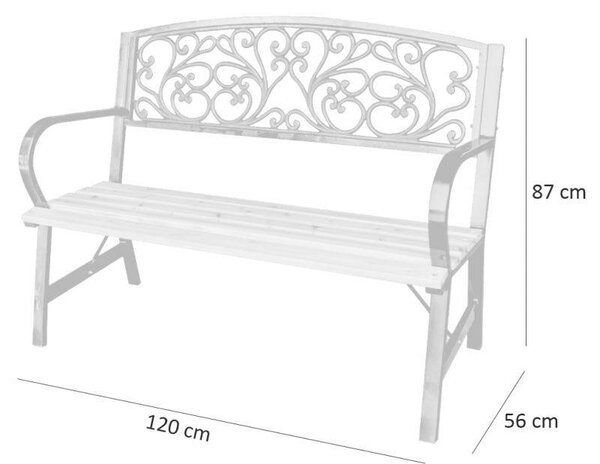 GardenLine dekoratív Kerti pad 120x56x87cm - barna-fekete