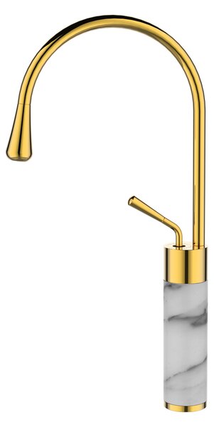Invena Gabro, magas mosdócsaptelep, fehér-arany, INV-BU-33-W13-V