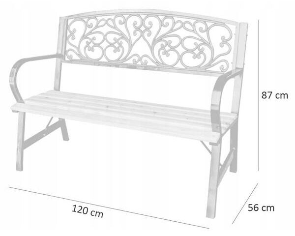 GardenLine dekoratív Kerti pad 120x56x87cm - barna-fekete