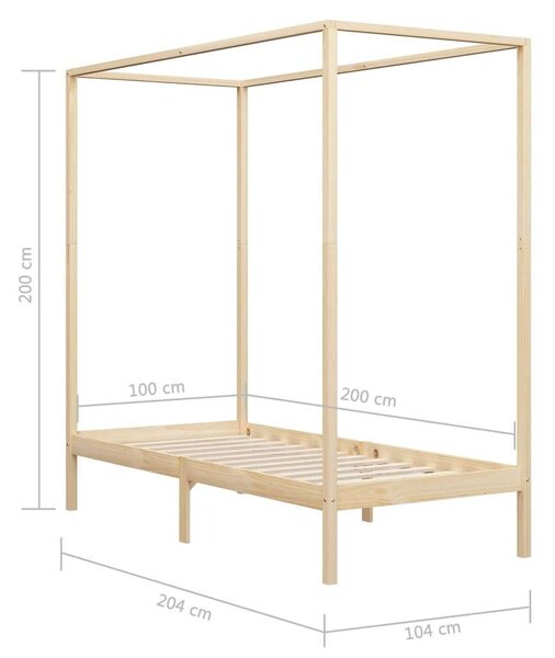 Tömörfenyő Baldachinos Ágykeret - 100x200 cm