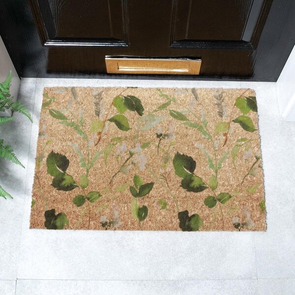 Kókuszrost lábtörlő 40x60 cm Watercolour Leaves – Artsy Doormats