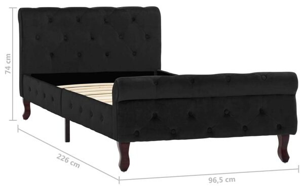 Elegáns Fekete Bársony Ágykeret - 90x200 cm