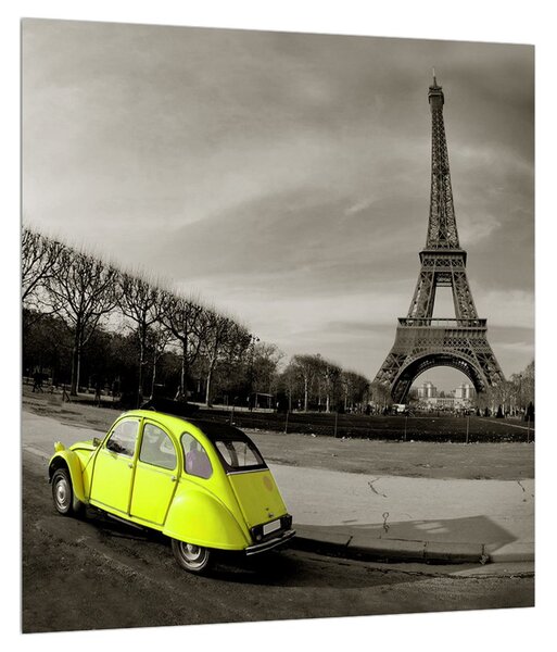 Eiffel torony és a sárga autó kép (30x30 cm)