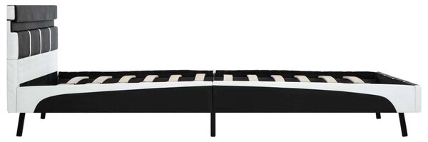 Fekete-Fehér Műbőr Ágykeret - LED Világítással - 140x200 cm