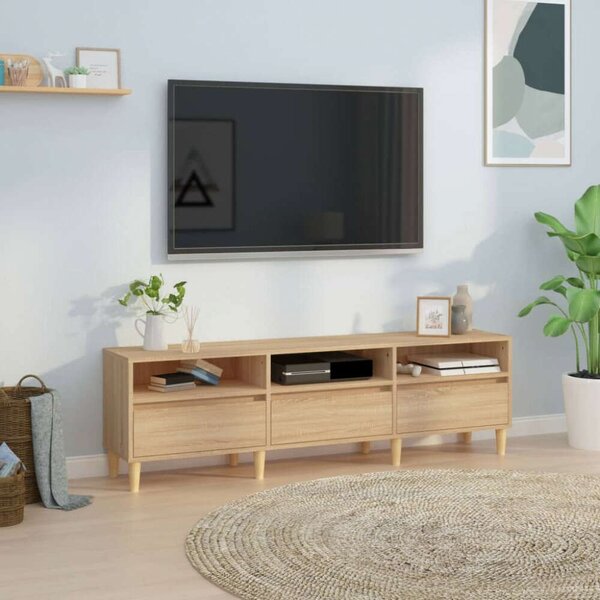 Sonoma-tölgyszínű szerelt fa fali tv-szekrény 150x30x44,5 cm