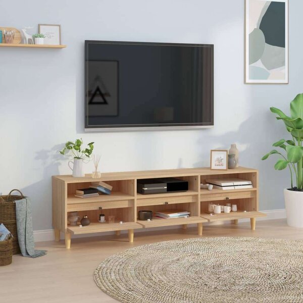 Sonoma-tölgyszínű szerelt fa fali tv-szekrény 150x30x44,5 cm