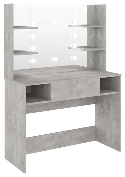 LED-es Sminkasztal - Beton Szürke - 100x40x135 cm
