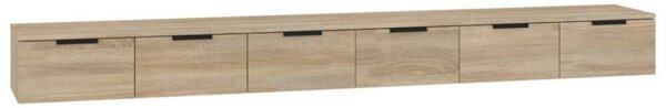 2 db sonoma tölgy színű szerelt fa faliszekrény 102x30x20 cm