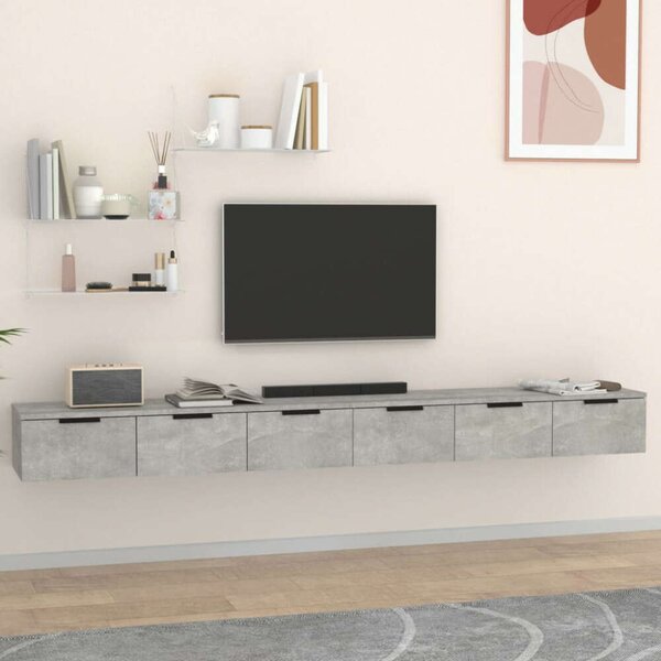 2 db betonszürke szerelt fa faliszekrény 102 x 30 x 20 cm