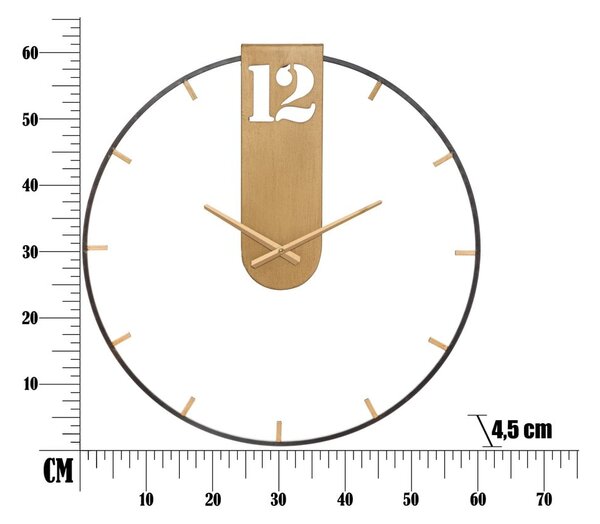 Goldy fekete falióra aranyszínű részletekkel, ø 60 cm - Mauro Ferretti