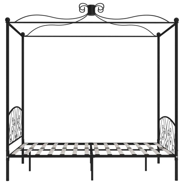 Elegáns Fekete Fém Baldachinos Ágykeret - 160x200 cm