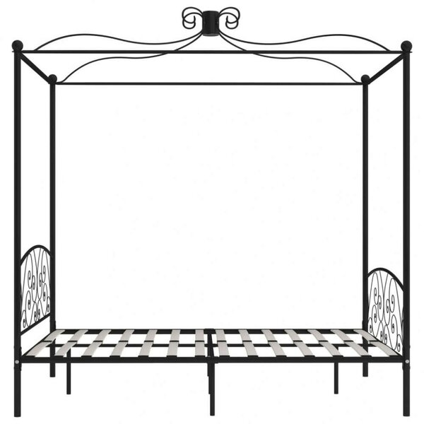 Elegáns Fekete Fém Baldachinos Ágykeret - 160x200 cm