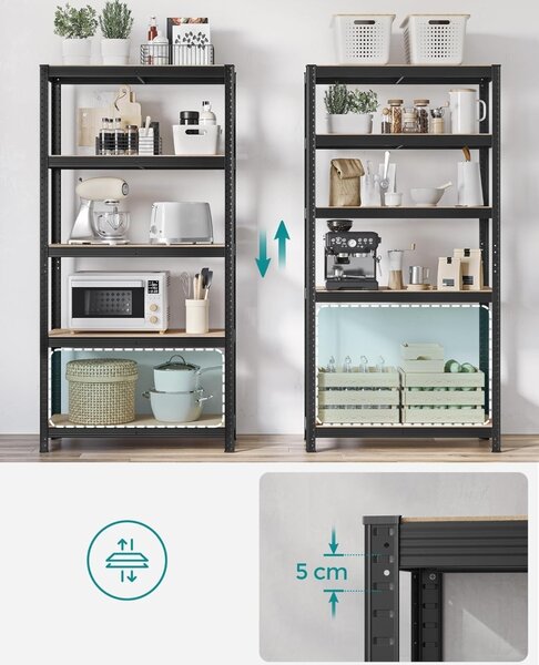 Fém polc, Songmics, fekete, 90x40x180 cm