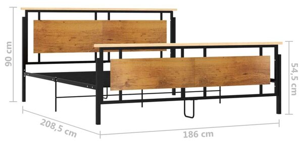 Modern Fém Ágykeret - Fa Betétekkel - 180x200 cm