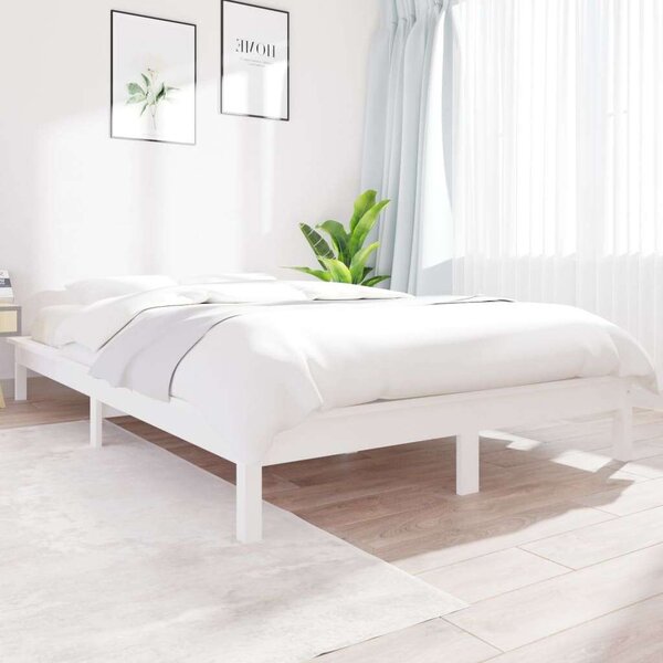 Fehér tömör fenyőfa ágykeret 150x200 cm (5ft king size)