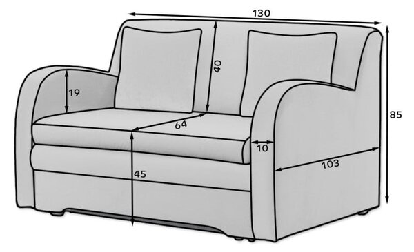 Fehér buklé kinyitható-tárolóhelyes kanapé 130 cm Ario – ELTAP