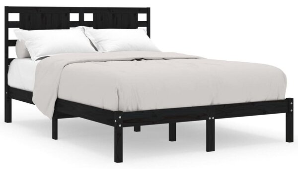 VIDAXL - Fekete Tömör Fenyőfa Ágykeret - 200x200 cm