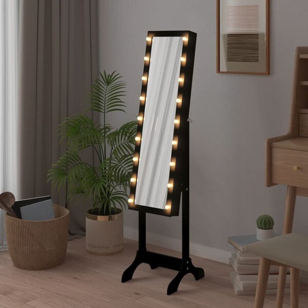 LED-es Állótükör - Fekete - 146 cm