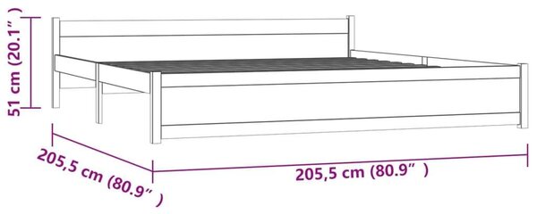 Mézbarna tömör fa ágykeret 200x200 cm