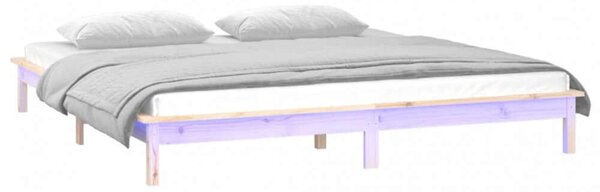 Tömör fa ágykeret led-világítással 180x200 cm (6ft super king)