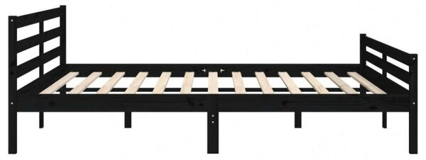 Fekete tömör fa ágykeret 200x200 cm