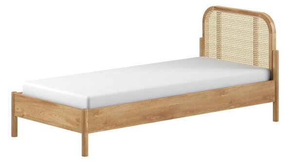Natúr színű tölgyfa egyszemélyes ágy ágyráccsal 90x200 cm Olive Rotan – Vipack