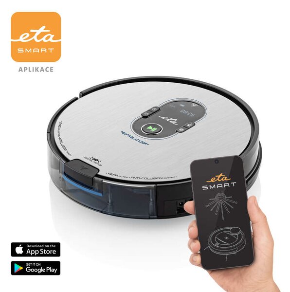 Eta 2515 90000 Falco Smart Robotporszívó, 14,4 V Li-Ion, 2400 mAh, Fekete
