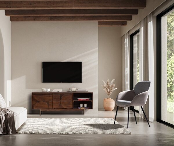 Barna mangófa TV-állvány 145x55x40 cm Trisha – MOME
