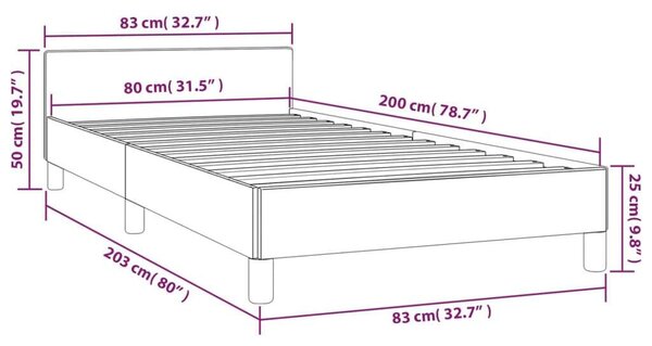 Bársony Ágykeret Fejtámlával - Sötétkék - 80x200 cm