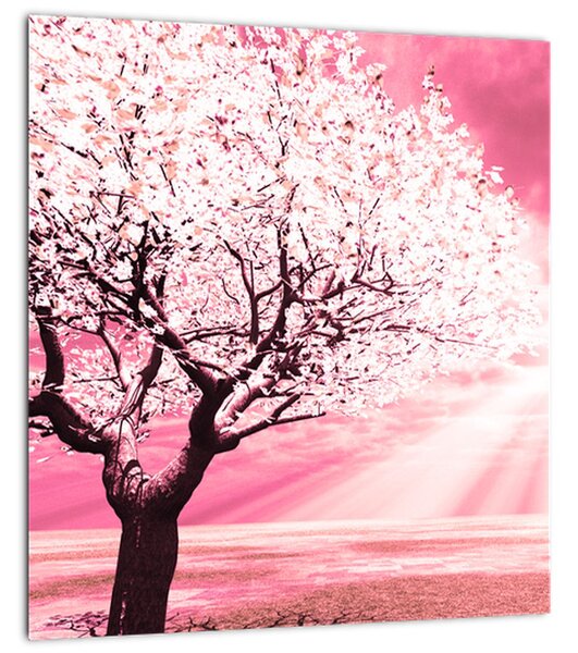Rózsaszín fa képe (30x30 cm)