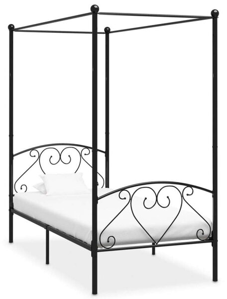 VIDAXL - Fekete Fém Baldachinos Ágykeret - 120x200 cm