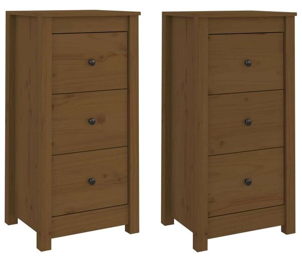 VIDAXL - Tömör Fenyőfa Tálalószekrény - 2 db 3 Fiókos - Mézbarna - 40x35x80 cm