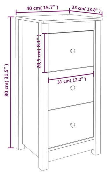 VIDAXL - Tömör Fenyőfa Tálalószekrény - 2 db 3 Fiókos - Mézbarna - 40x35x80 cm