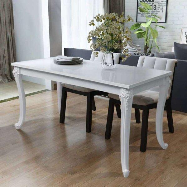 Elegáns Fehér Magasfényű Étkezőasztal - 116x66x76 cm