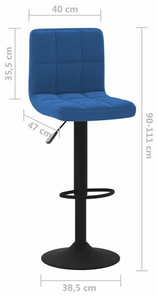 VidaXL 2 db kék bársony bárszék