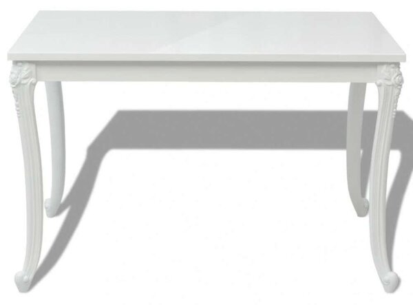 Elegáns Fehér Magasfényű Étkezőasztal - 116x66x76 cm