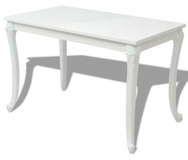 Elegáns Fehér Magasfényű Étkezőasztal - 116x66x76 cm