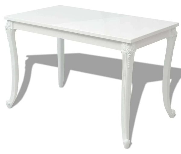 Elegáns Fehér Magasfényű Étkezőasztal - 116x66x76 cm