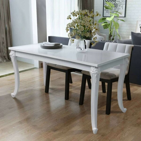 Elegáns Fehér Magasfényű Étkezőasztal - 116x66x76 cm