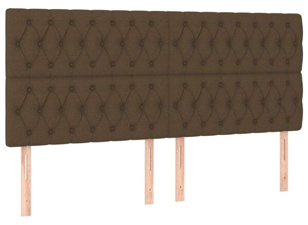 Elegáns LED Ágy - Barna Szövet - 200x200 cm