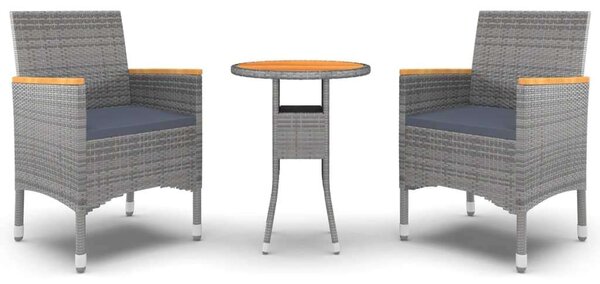 3 részes szürke polyrattan kerti étkezőgarnitúra