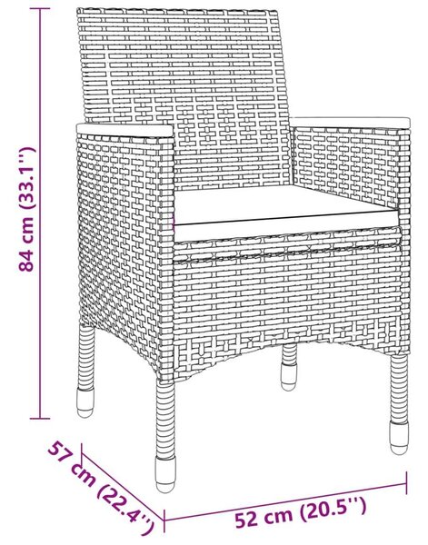 3 részes szürke polyrattan kerti étkezőgarnitúra