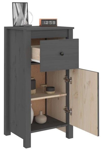 VIDAXL - Tömör Fenyőfa Tálalószekrény - 2 db - Szürke - 40x35x80cm