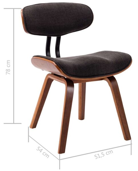Modern Étkezőszék - 4 db - Szürke Szövet - Hajlított Fa