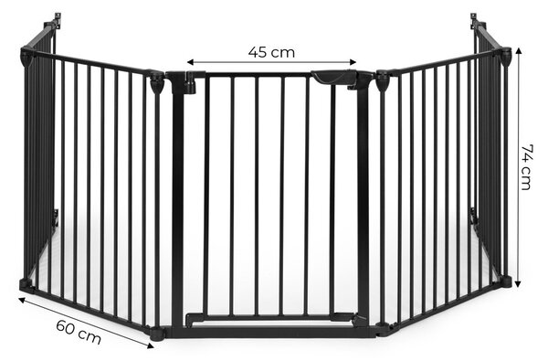 Biztonsági korlát 5 paneles 60 cm fém fekete