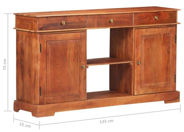 VidaXL Akácfa Tálalószekrény - 135x35x75 cm