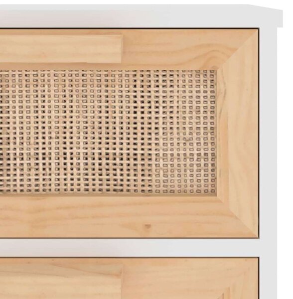 Rattan Fiókos Szekrény - Fehér Fenyő - 40x30x90 cm