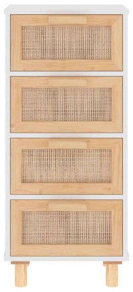 Rattan Fiókos Szekrény - Fehér Fenyő - 40x30x90 cm